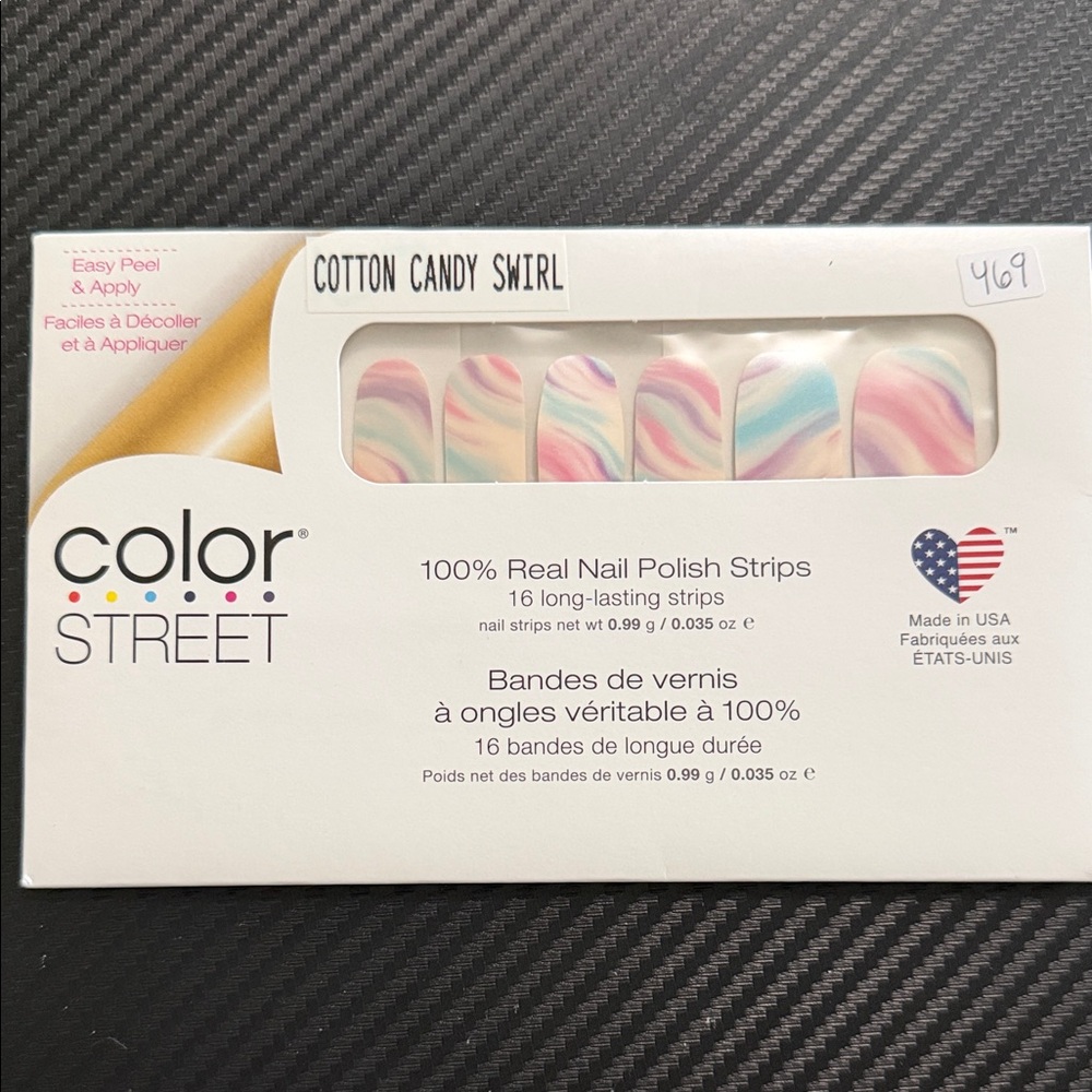 Color Street Cotton Candy Swirl Nail Strips - Pastel Pink, Blue & Mint